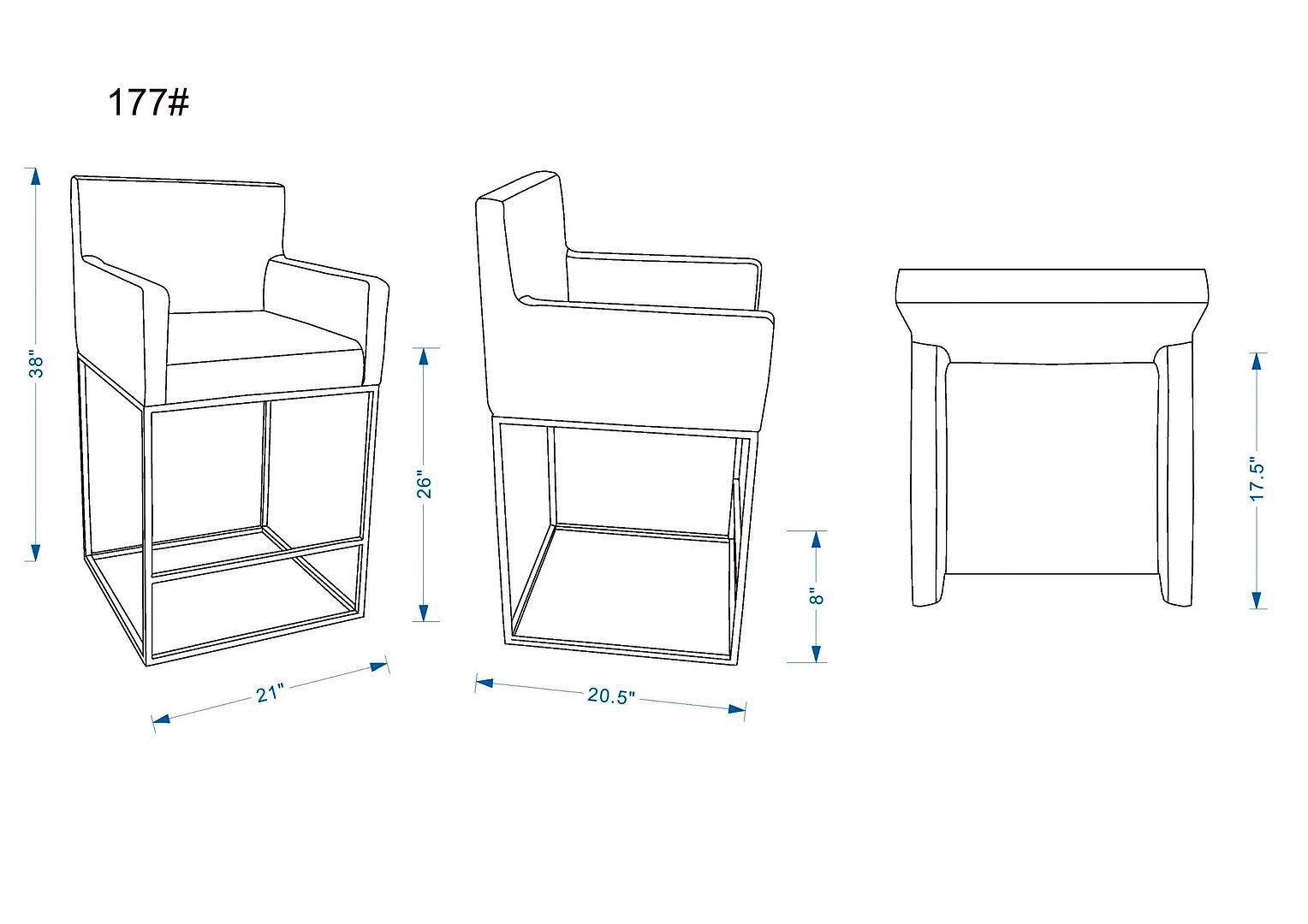 Ambassador 26" Gray Genuine Leather Counter Stool