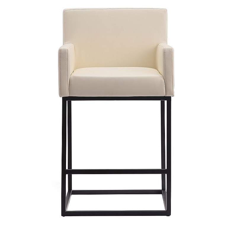 Image 1 Ambassador 38" Cream & Black Metal Counter Height Bar Stool