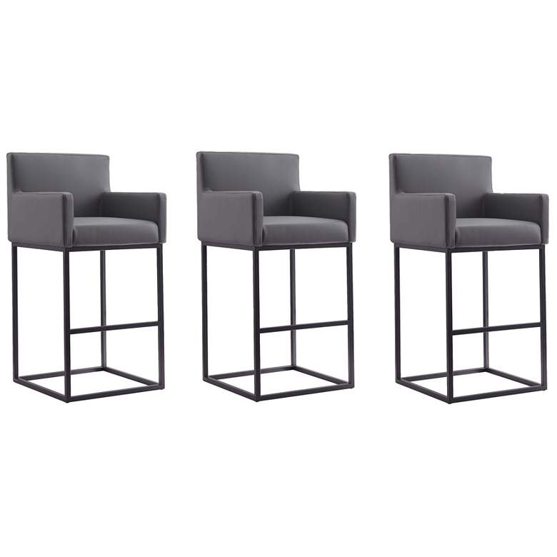 Image 1 Ambassador Barstool in Grey and Black (Set of 3)