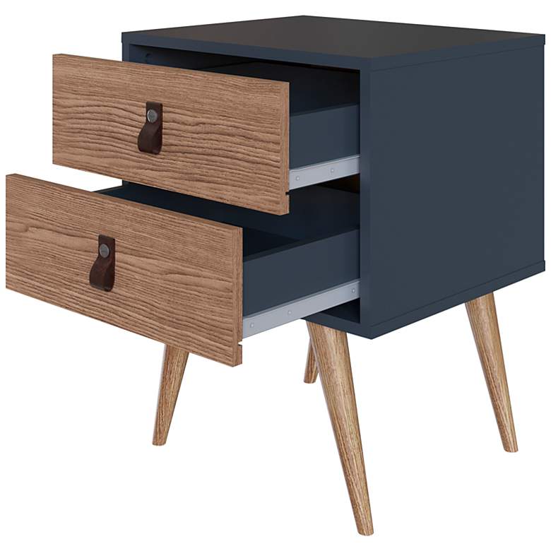 Image 5 Amber 17 3/4 inch Wide Matte Blue Wood 2-Drawer Modern Nightstand more views