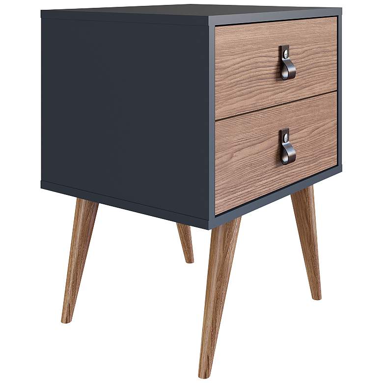 Image 7 Amber 17 3/4 inch Wide Matte Blue Wood 2-Drawer Modern Nightstand more views