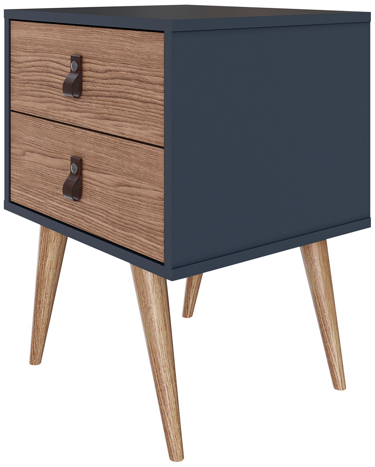 Amber 17 3/4" Wide Matte Blue Wood 2-Drawer Modern Nightstand
