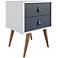 Amber 17 3/4"W Matte White Blue Wood 2-Drawer Modern Nightstand