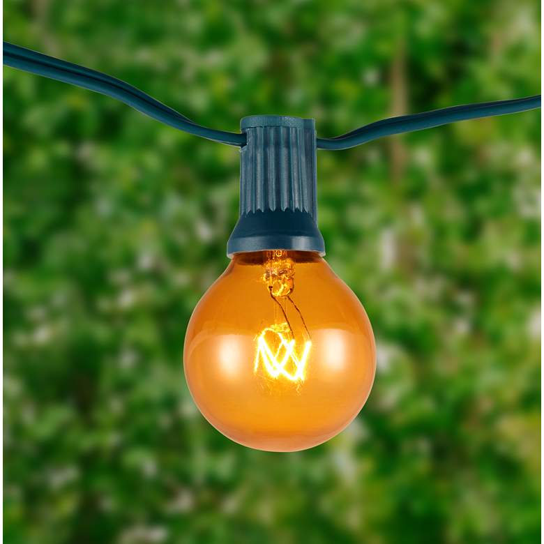Image 1 Amber 24-Bulb Green Wire 25' Holiday Party String Light