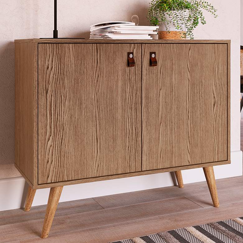 Image 1 Amber 32 3/4" Wide Matte Nature Wood 2-Door Accent Cabinet