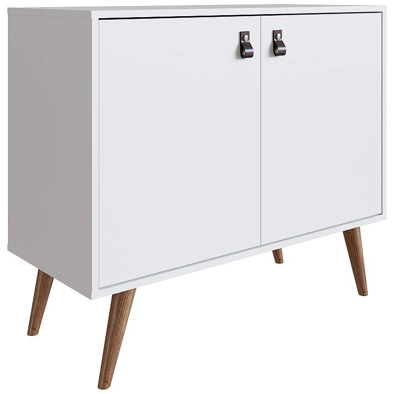 Image 2 Amber 32 3/4 inch Wide Matte White Wood 2-Door Accent Cabinet