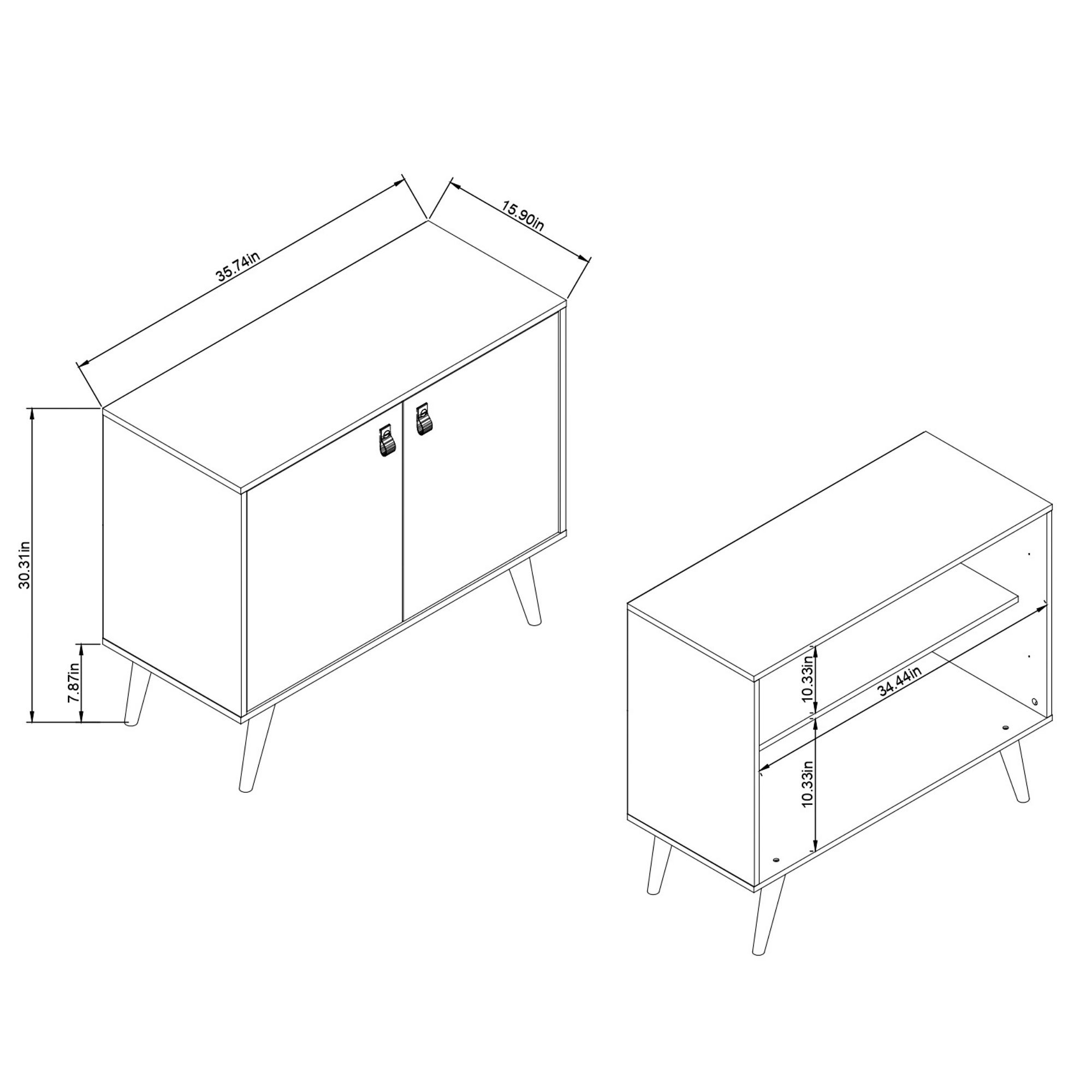 Amber 32 3/4" Wide Matte White Wood 2-Door Accent Cabinet