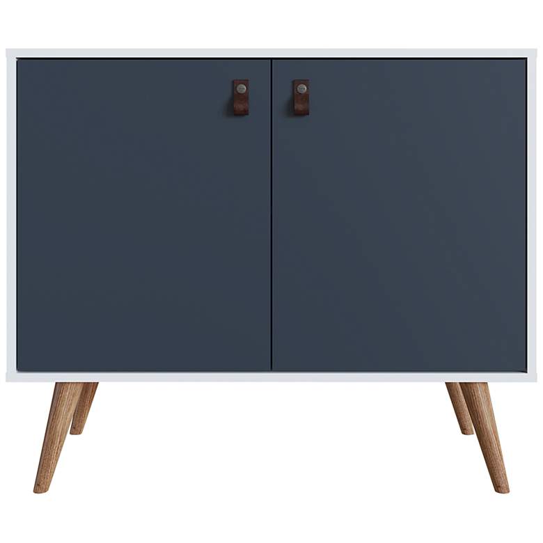 Image 5 Amber 32 3/4 inch Wide White Blue Wood 2-Door Accent Cabinet more views