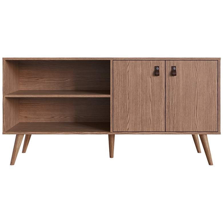 Image 7 Amber 53 3/4" Wide Matte Nature Wood 2-Door TV Stand more views