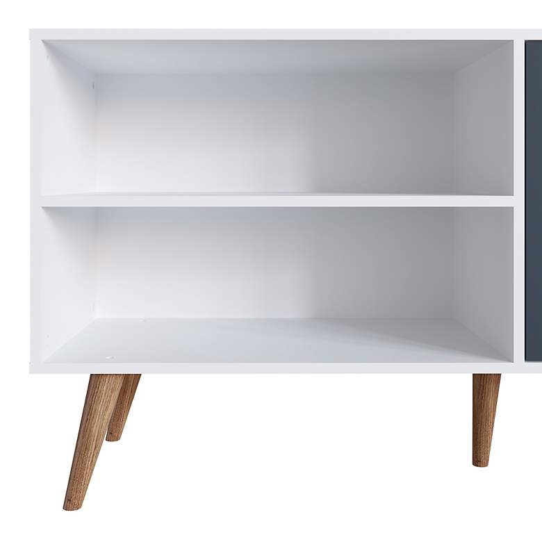 Image 4 Amber 53 3/4" Wide Matte White Blue Wood 2-Door TV Stand more views