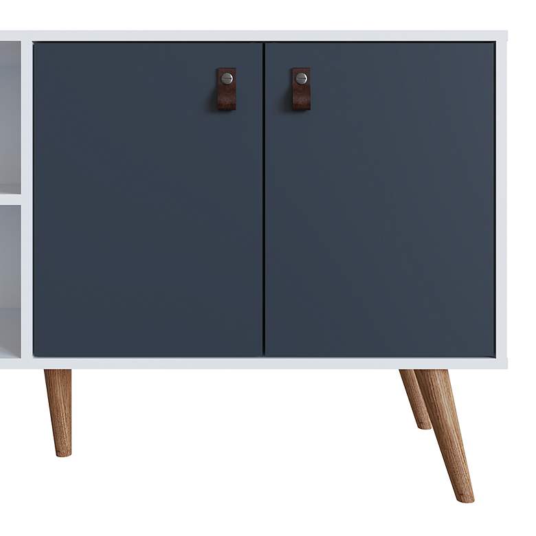 Image 5 Amber 53 3/4" Wide Matte White Blue Wood 2-Door TV Stand more views