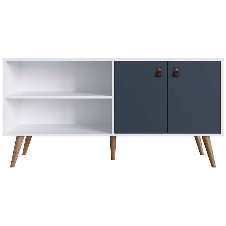 Image 7 Amber 53 3/4" Wide Matte White Blue Wood 2-Door TV Stand more views