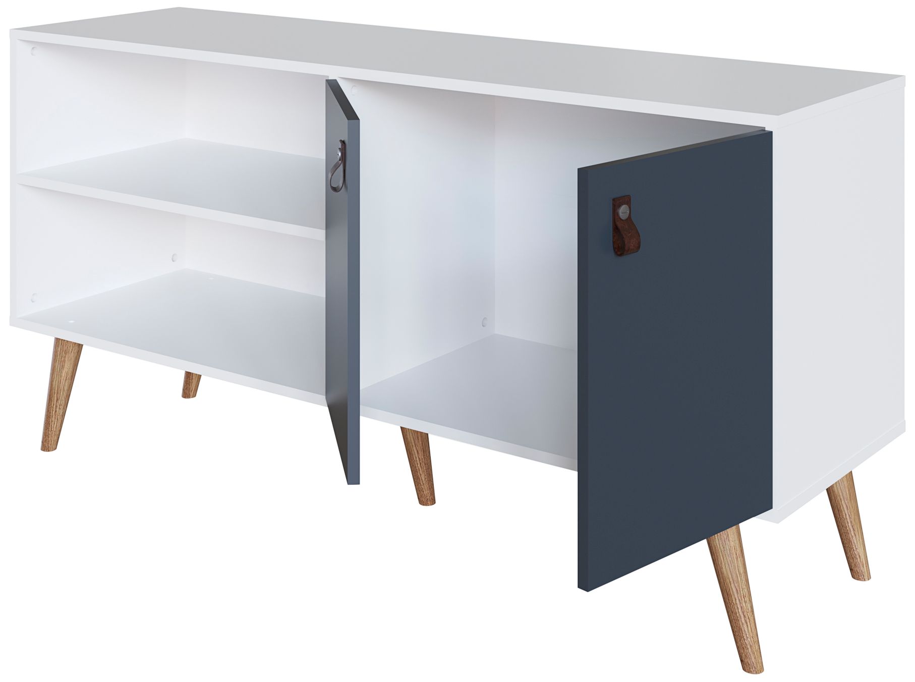 Amber 53 3/4" Wide Matte White Blue Wood 2-Door TV Stand in scene