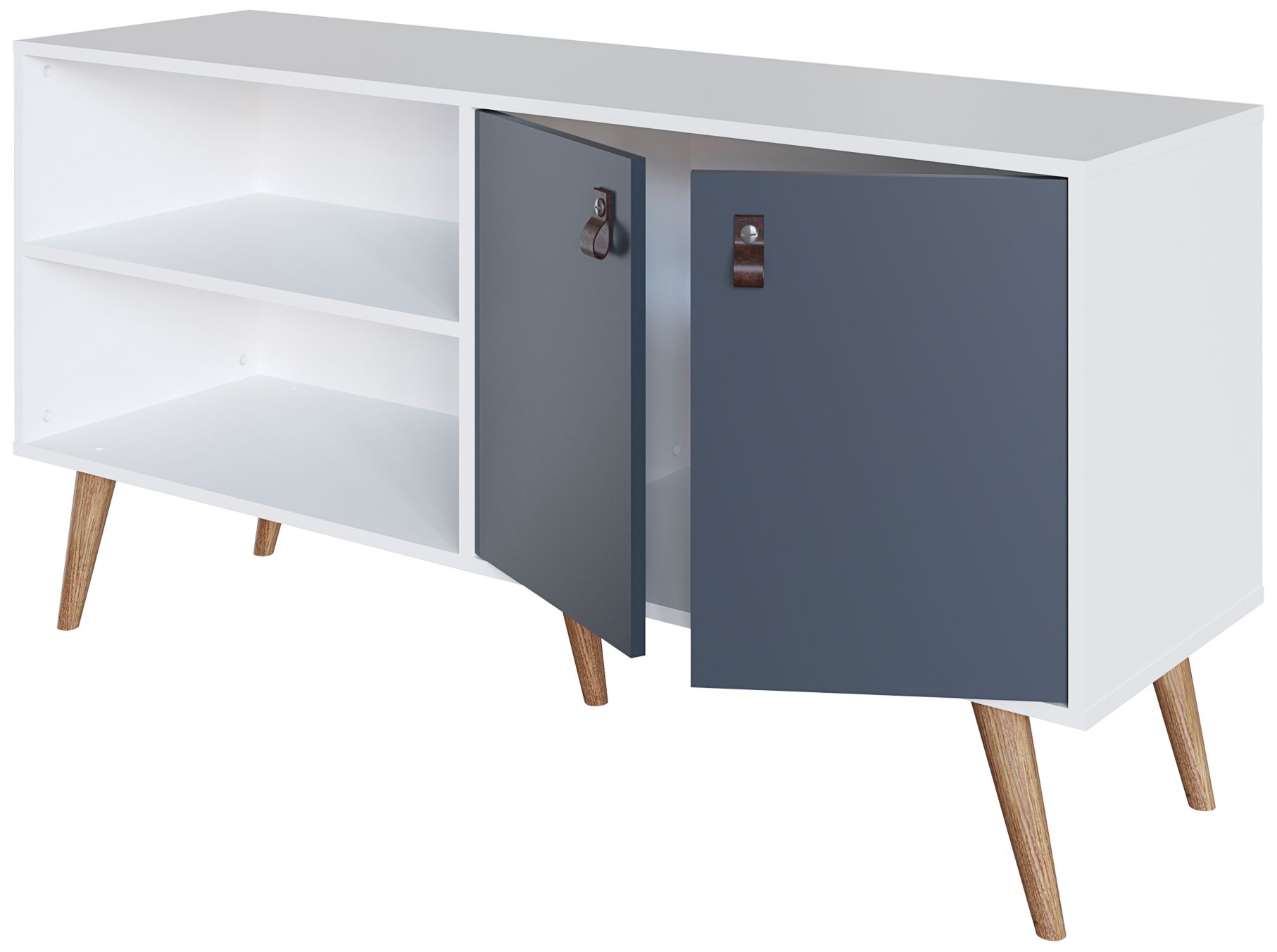 Amber 53 3/4" Wide Matte White Blue Wood 2-Door TV Stand in scene