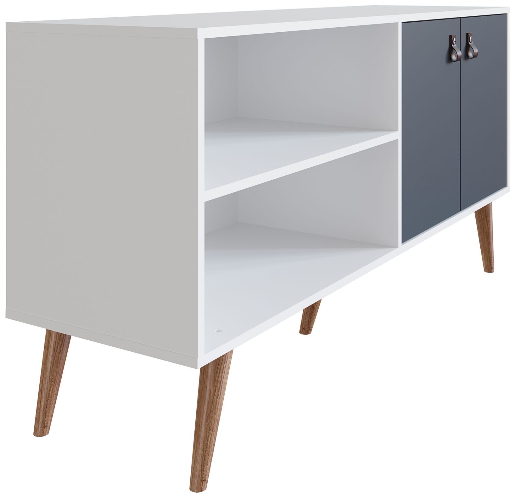 Amber 53 3/4" Wide Matte White Blue Wood 2-Door TV Stand in scene