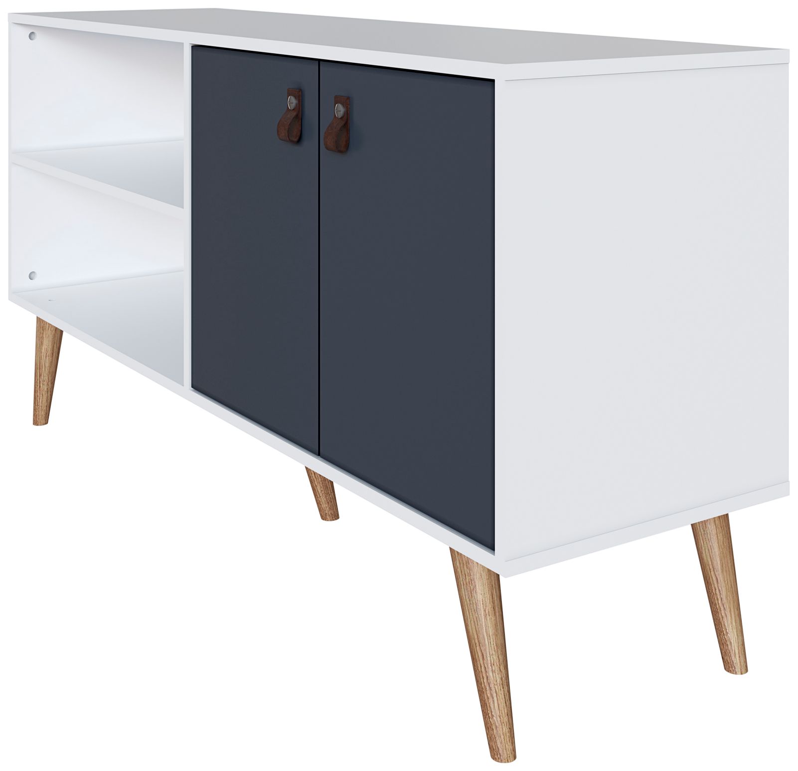 Amber 53 3/4" Wide Matte White Blue Wood 2-Door TV Stand in scene