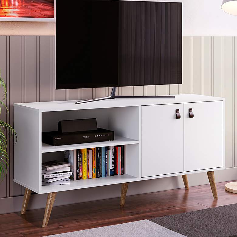 Image 2 Amber 53 3/4" Wide Matte White Wood 2-Door TV Stand