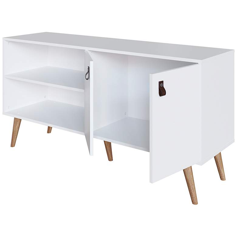 Image 7 Amber 53 3/4 inch Wide Matte White Wood 2-Door TV Stand more views