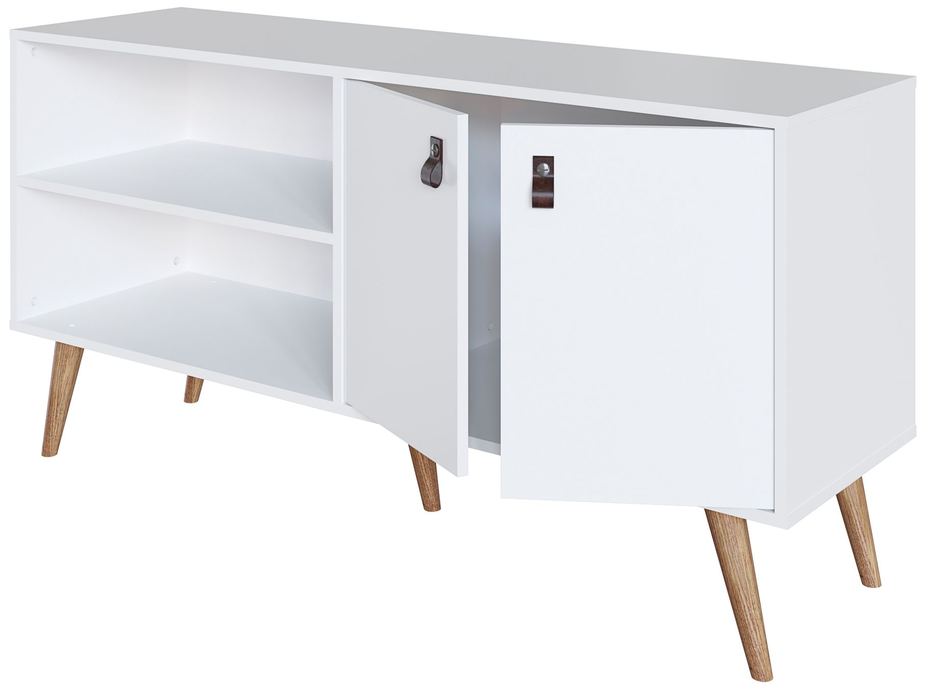 Amber 53 3/4" Wide Matte White Wood 2-Door TV Stand in scene