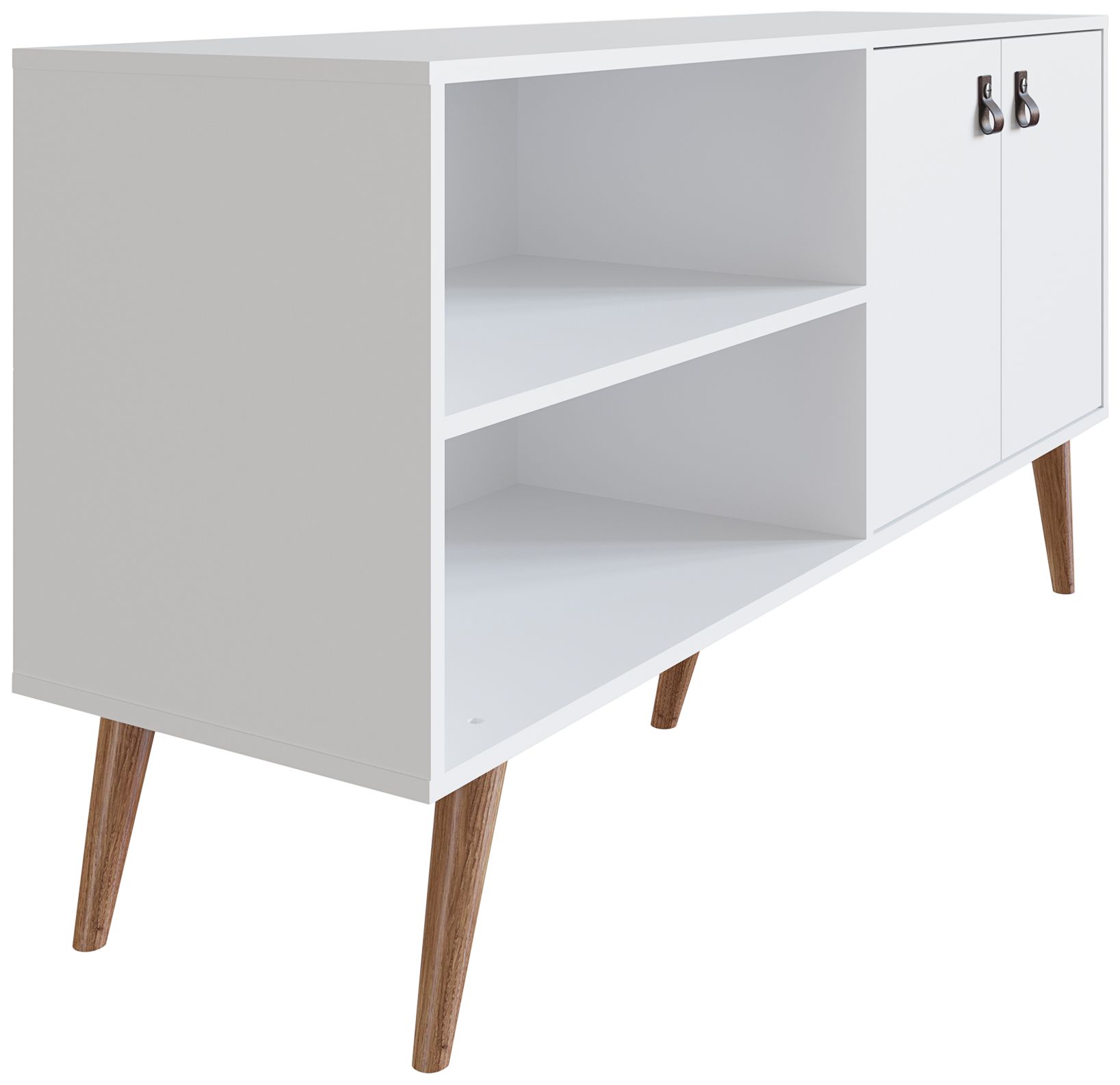 Amber 53 3/4" Wide Matte White Wood 2-Door TV Stand in scene