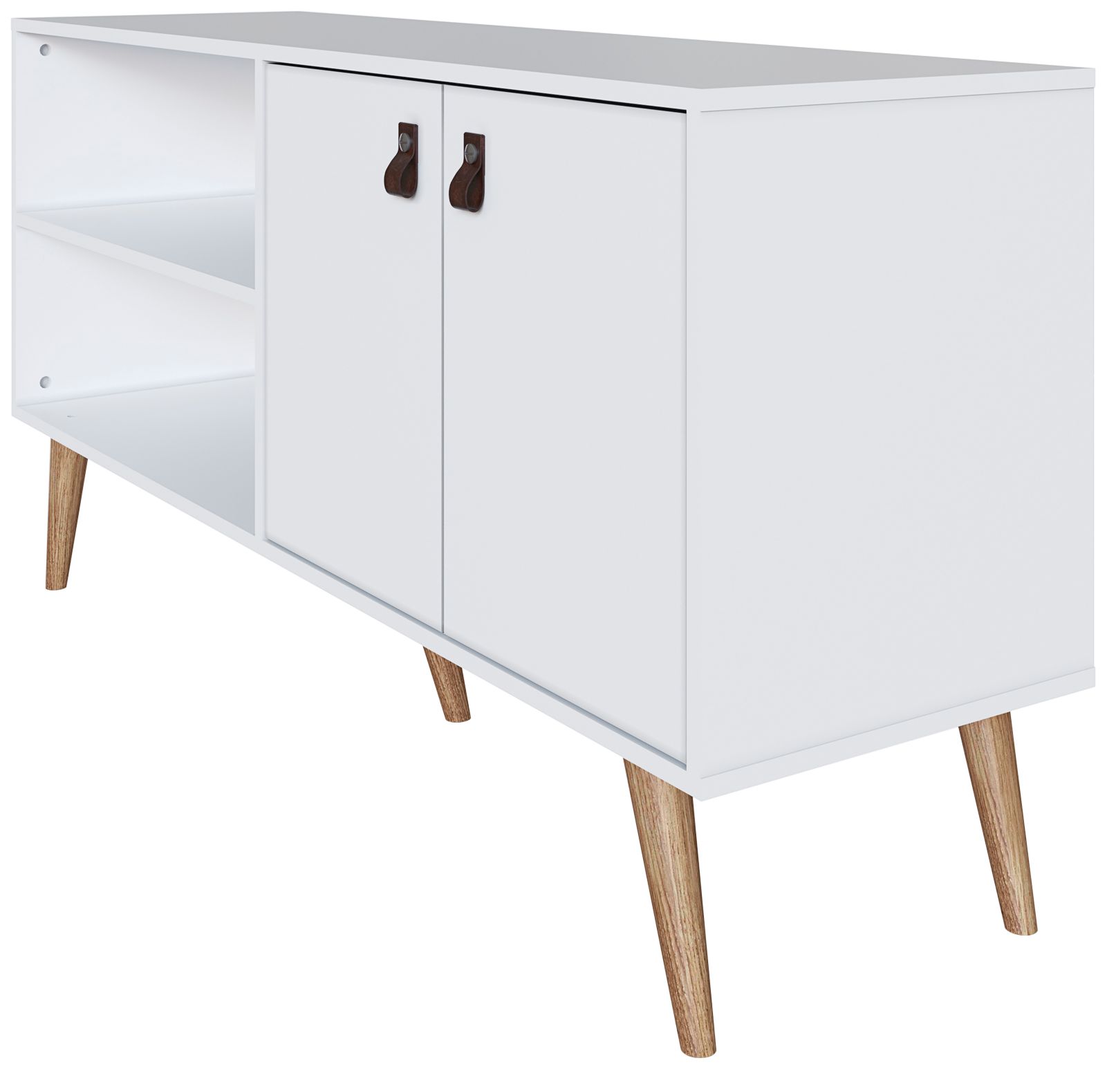 Amber 53 3/4" Wide Matte White Wood 2-Door TV Stand in scene
