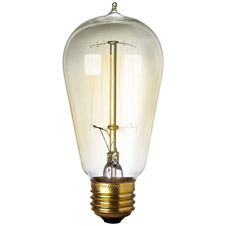 Image 1 Amber 60 Watt Edison Filament Medium Base Incandescent Bulb by Tesler