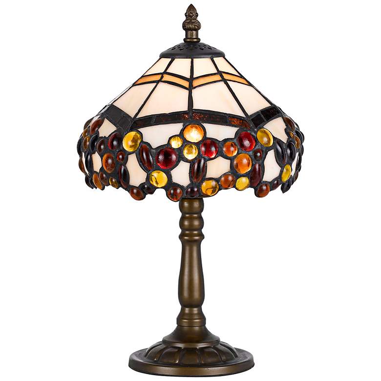 Image 1 Amber Berries Antique Brass Tiffany Style Accent Lamp