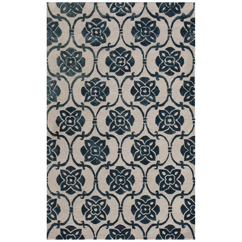 Image 1 Amber Collection 706 5&#39;x8&#39; Beige and Blue Area Rug