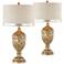 Amber Distressed Champagne Vase Table Lamps Set of 2