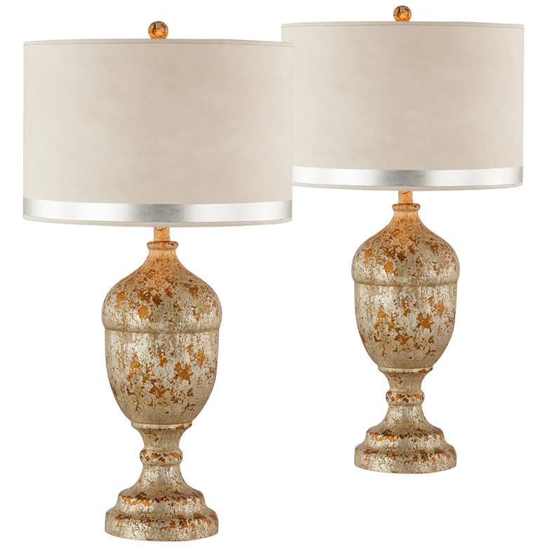 Image 1 Amber Distressed Champagne Vase Table Lamps Set of 2