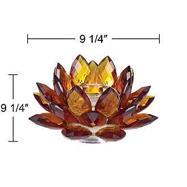 Image4 of Amber Glass 9 1/4" Wide Crystal Lotus Candle Holder more views