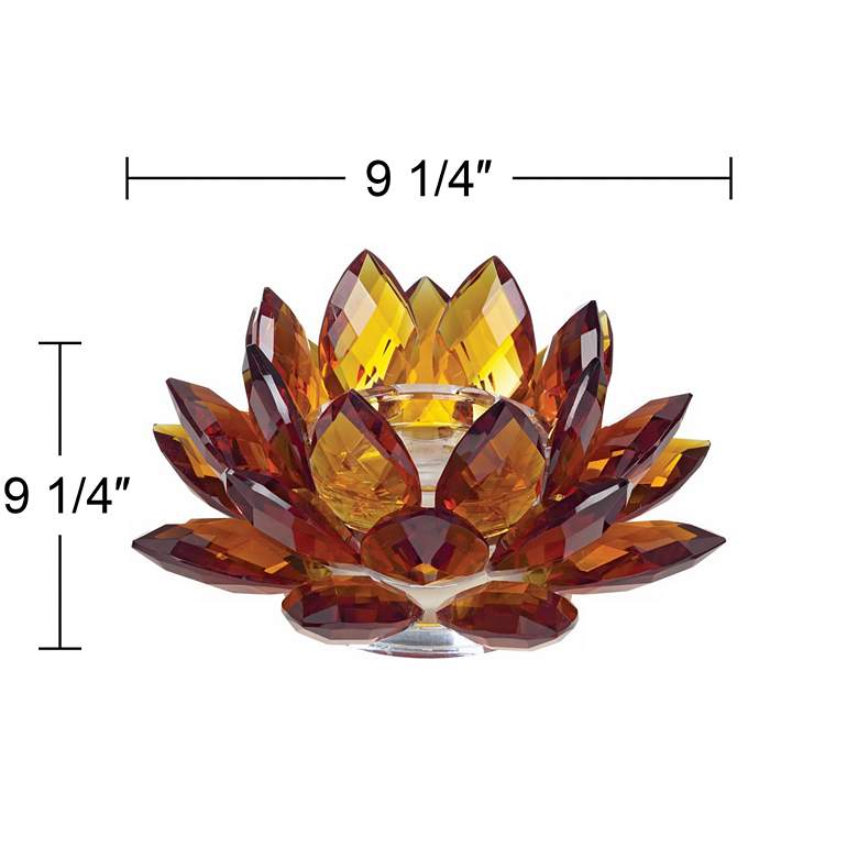 Image 4 Amber Glass 9 1/4" Wide Crystal Lotus Candle Holder more views