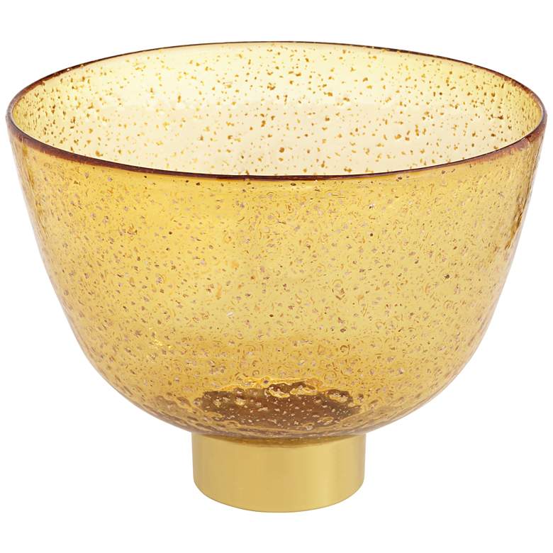 Amber Glass and Glossy Gold 11 inch Wide Decorative Bowl