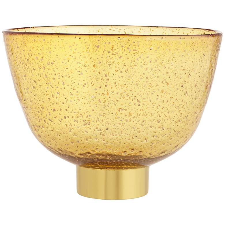 Image 4 Amber Glass and Glossy Gold 11" Wide Decorative Bowl more views