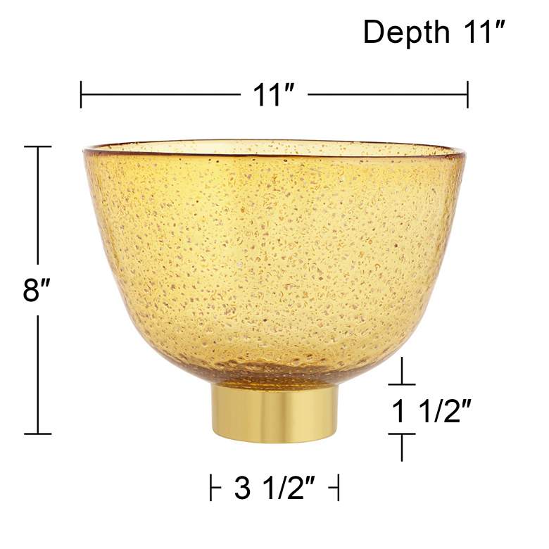 Image 4 Amber Glass and Glossy Gold 11 inch Wide Decorative Bowl more views