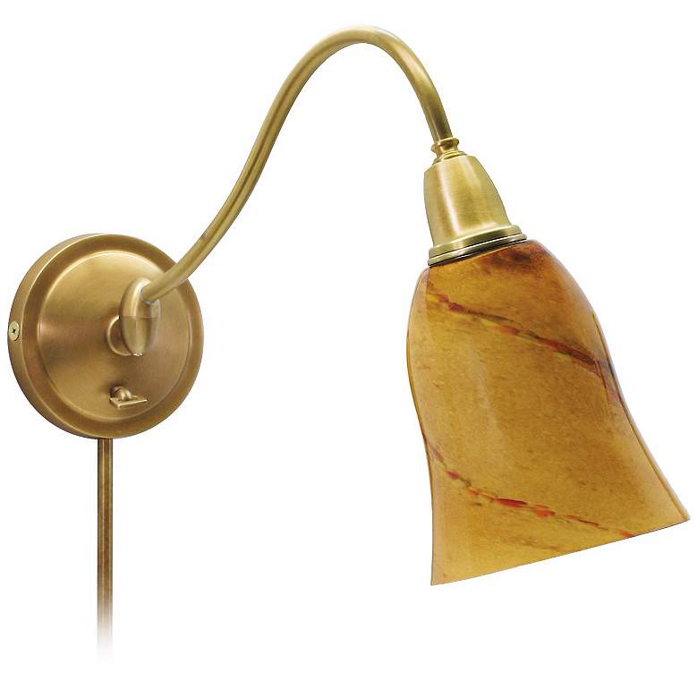 Image 1 Amber Glass Plug-In Wall Light