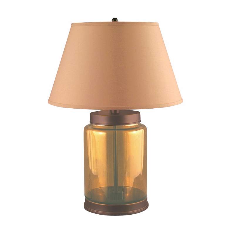 Image 1 Amber Glass Removable Top Table Lamp