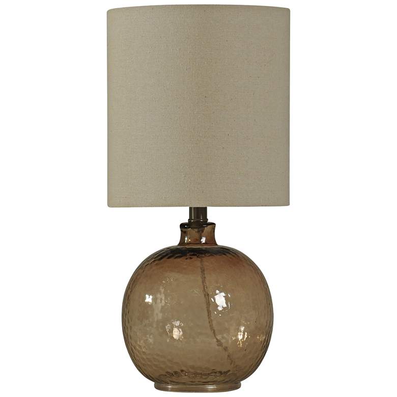 Image 1 Amber Mist Accent Table Lamp w/ Oatmeal Fabric Shade