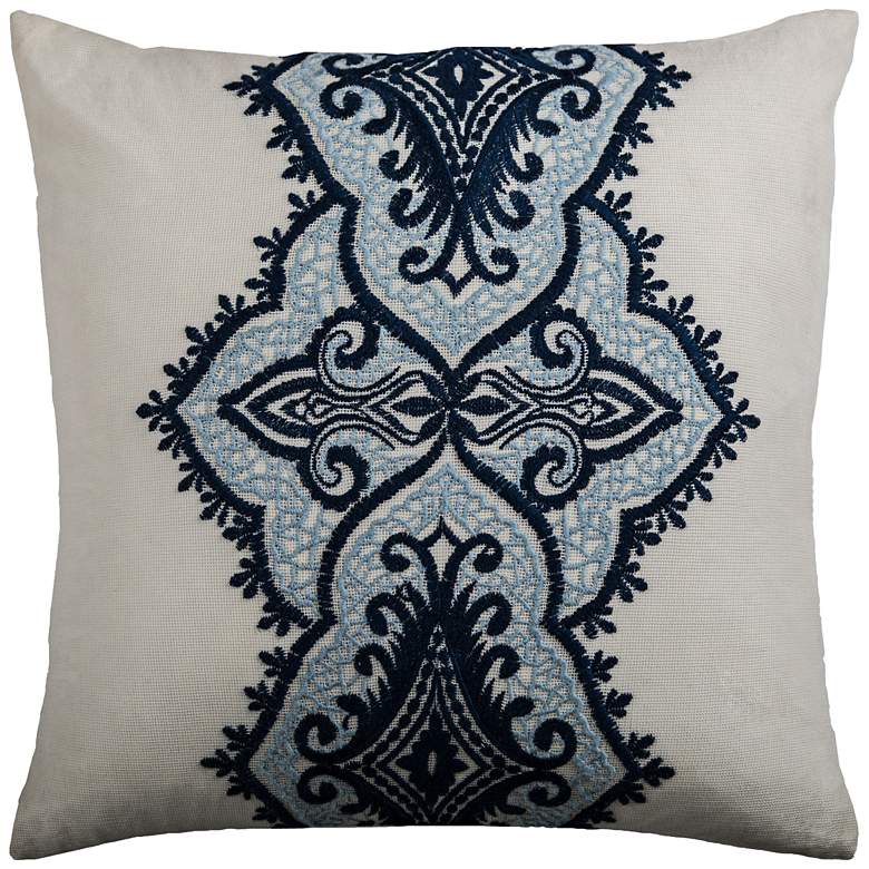 Image 1 Amber Navy and Blue Medallion 18 inch Square Throw Pillow