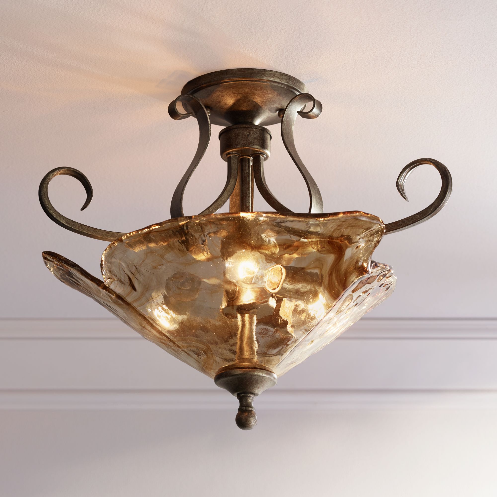 brown glass ceiling light