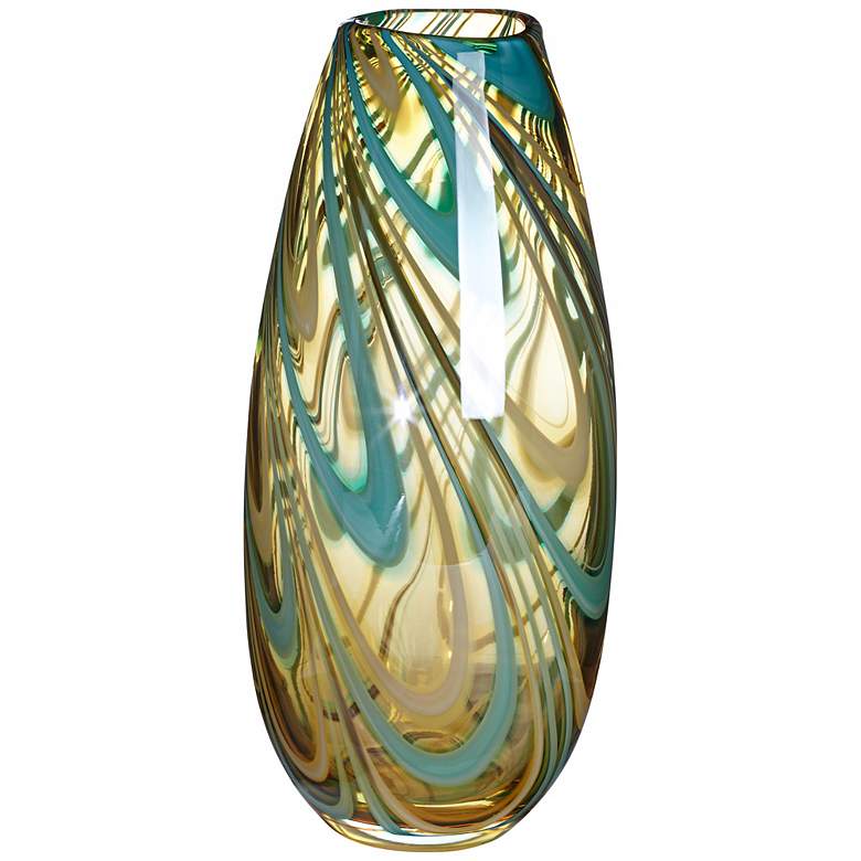 Image 1 Amber Swirl 12 inch High Narrow Glass Vase