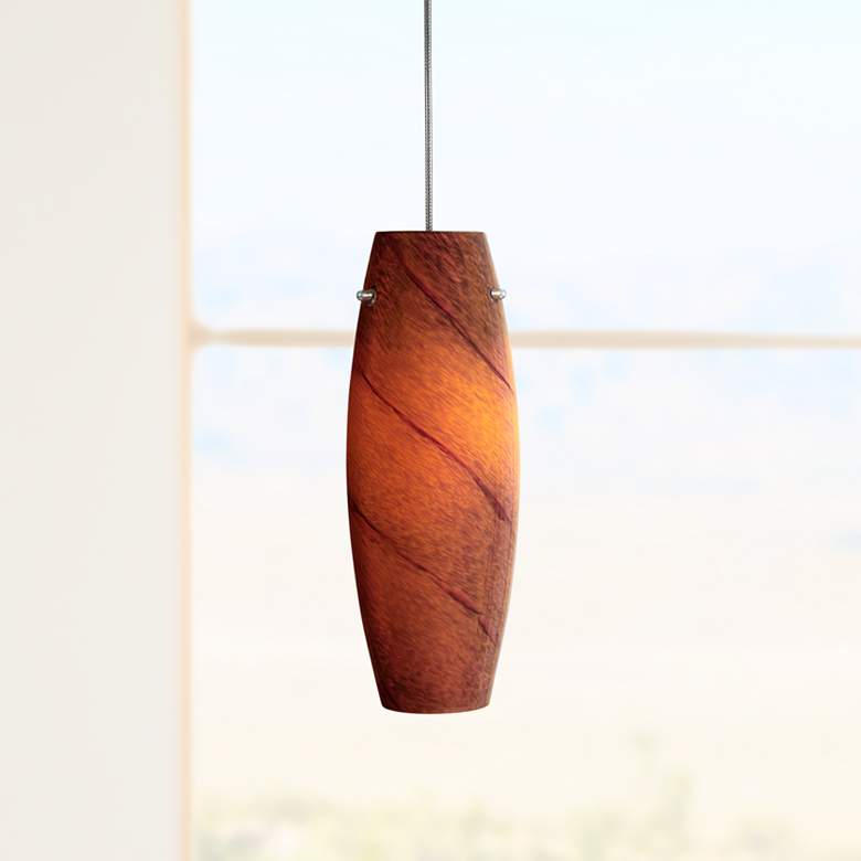 Image 1 Amber Swirl 3 1/4"W Brushed Steel Low Voltage Mini Pendant