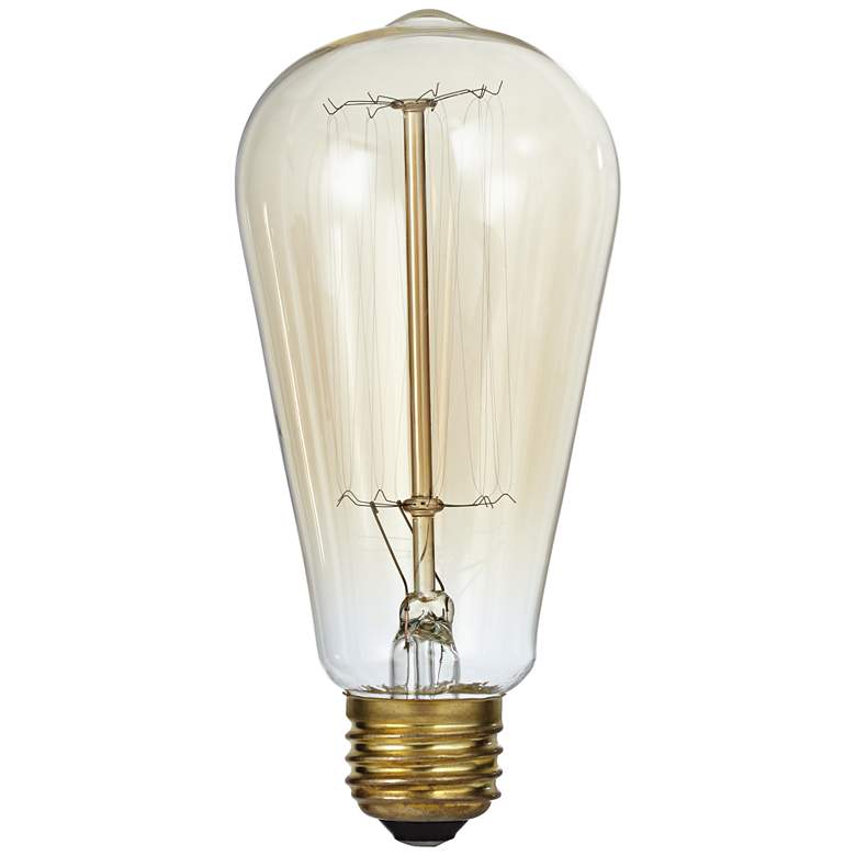 Image 1 Amber Tinted Clear Glass 60 Watt Edison Style Light Bulb