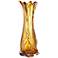 Amber Twist Trumpet 14" High Glass Vase