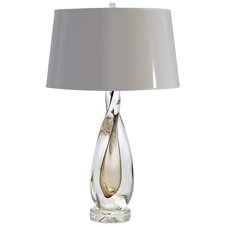 Image 1 Amber Twisted Art Glass Table Lamp