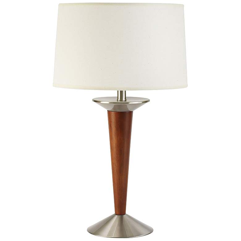 Image 1 Amberson Brushed Steel and Cherry Tapered Table Lamp