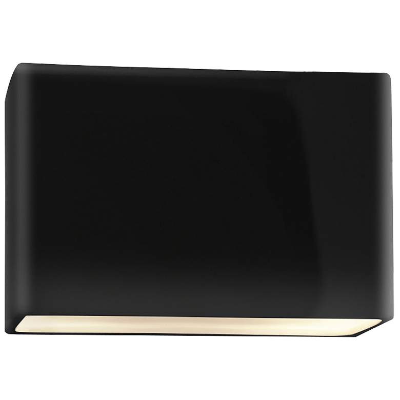 Image 1 Ambiance 10"H Black White Wide Rectangle Closed ADA Sconce