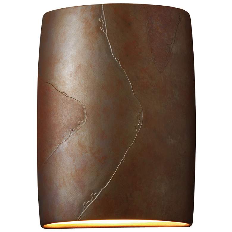 Image 1 Ambiance 12.25"H Tierra Red Slate ADA Wide Cylinder Wall Sconce