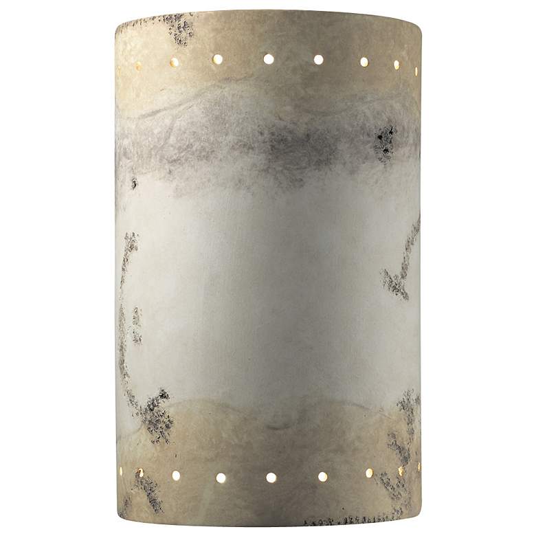 Image 1 Ambiance 12.5"H Greco Travertine Cylinder w/ Perfs Wall Sconce