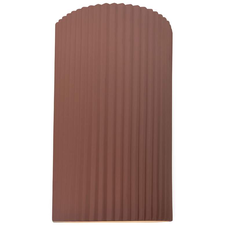 Image 1 Ambiance 12.5" Canyon Clay Large Pleated Cylinder ADA Outdoor LED Scon